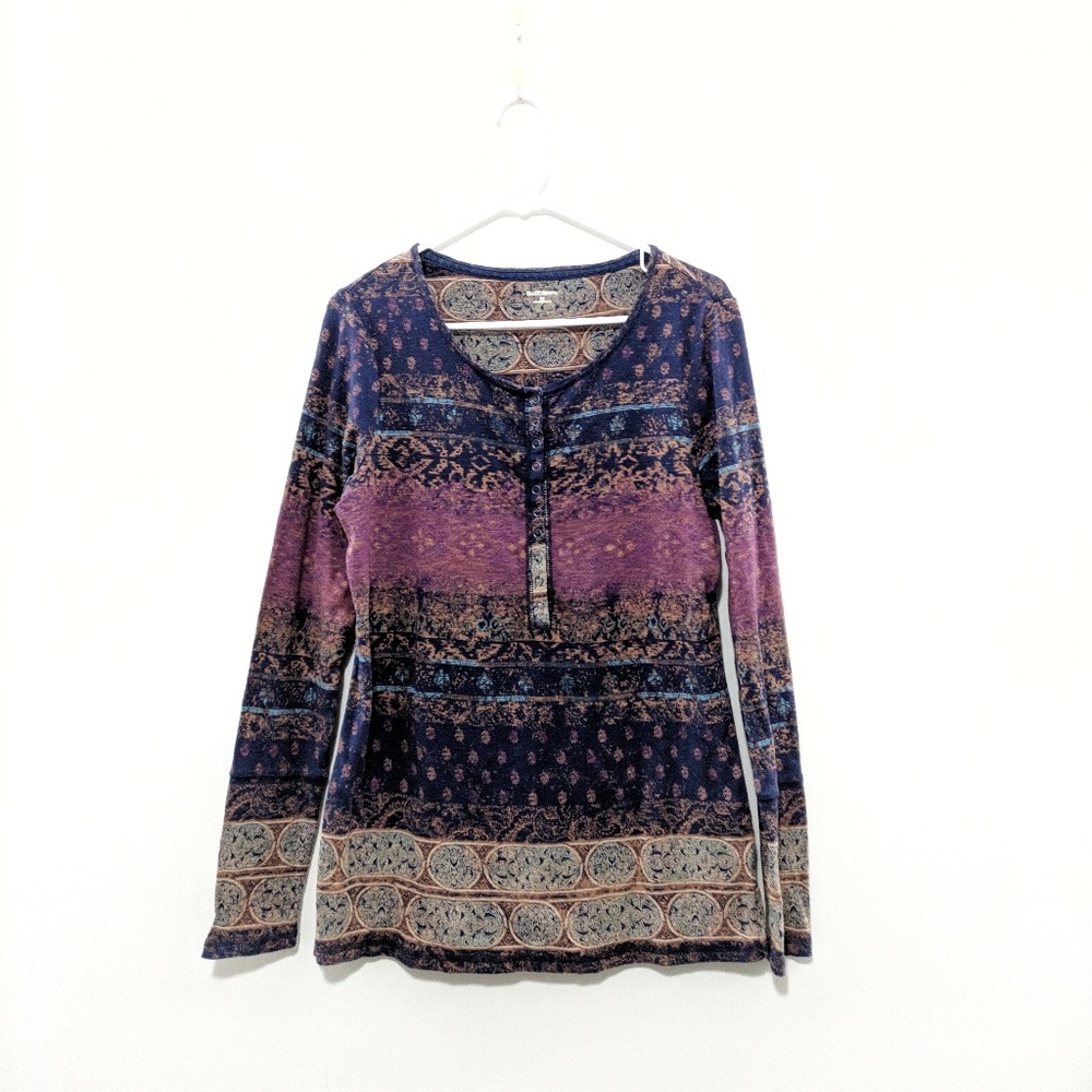 Ruff Hewn Henley Long Sleeve Shirt Size M